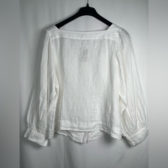 J.CREW  Size  XXL  Squareneck Button-Up top  100% Linen  White - Picture 8 of 16